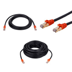 CAT7 Outdoor Ethernet Patch Cable 26AWG Copper SFTP LAN RJ45 Cord 6FT- 200FT Lot