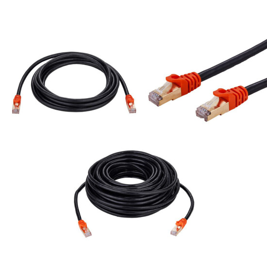 CAT7 Outdoor Ethernet Patch Cable 26AWG Copper SFTP LAN RJ45 Cord 6FT- 200FT Lot