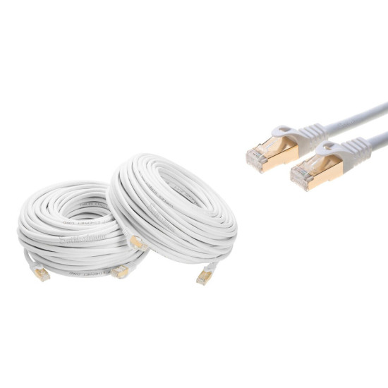 Cat7 S/FTP Ethernet Cable High Speed RJ-45 LAN Patch Cord White 25ft-200ft LOT