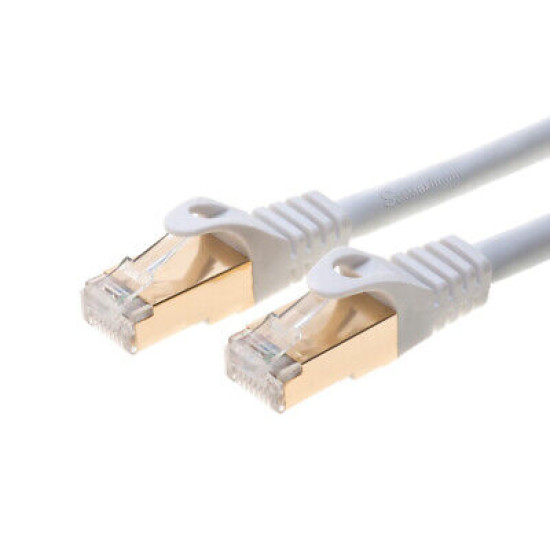 Cat7 S/FTP Ethernet Cable High Speed RJ-45 LAN Patch Cord White 25ft-200ft LOT
