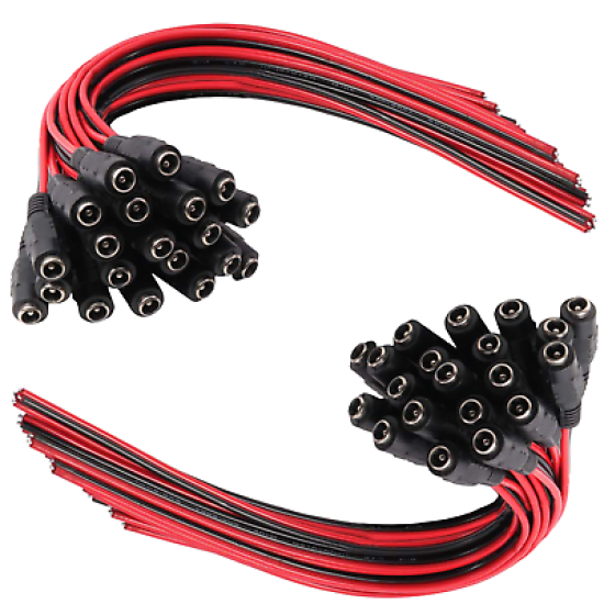 DC Power Pigtail Cable Plug 18AWG 2.1mm x 5.5mm 12V 5A Female Connector Pack Lot