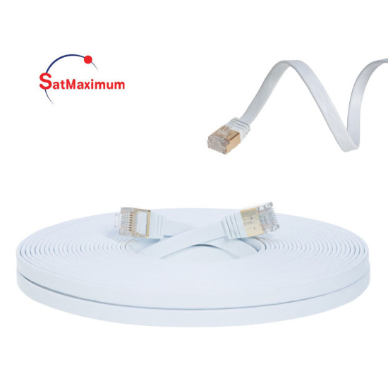 CAT7 Ultra Slim Flat SFTP Ethernet Patch Cable 10Gbps LAN Network Cord White Lot