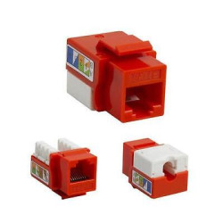 Cat5e Red Keystone Jack 45° Angled Punchdown Network Connector Multipack LOT