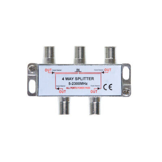 4-Way Coaxial Cable Splitter 5-2300 MHz for RG6 RG59 TV Antenna Multi-Pack LOT
