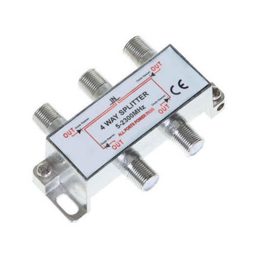 4-Way Coaxial Cable Splitter 5-2300 MHz for RG6 RG59 TV Antenna Multi-Pack LOT