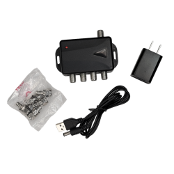 4 Ports TV Antenna Amplifier HDTV Cable Audio Video Signal Booster Splitter