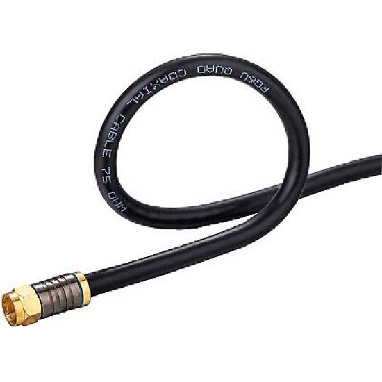 RG6 QUAD Shield Coax Cable Black TV Antenna Satellite 3ft-100ft Multi-Pack Lot