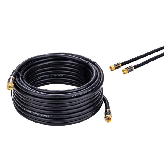 RG6 QUAD Shield Coax Cable Black TV Antenna Satellite 3ft-100ft Multi-Pack Lot