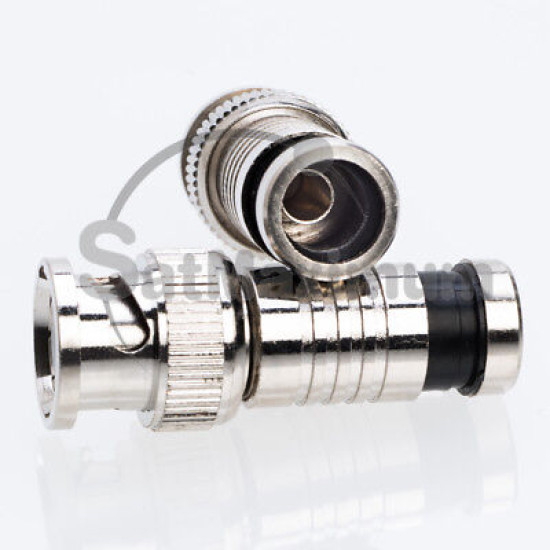 RG6 RG59 Male Connector to BNC Compression / Crimp On / Twist On Adapter - LOT