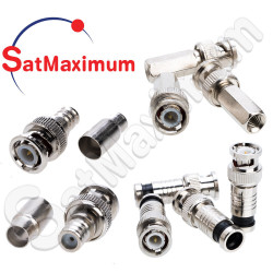 RG6 RG59 Male Connector to BNC Compression / Crimp On / Twist On Adapter - LOT