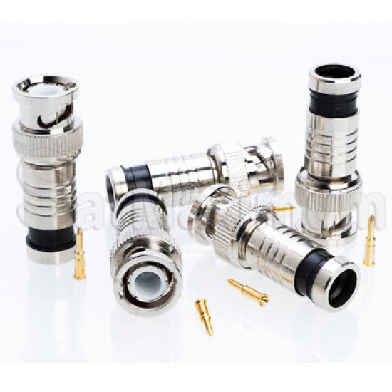 BNC Male to RG59 / RG6 Compression Coax Connector for CCTV Coaxial Cable lot