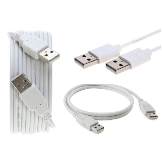 USB 2.0 Cable White Type Male to Male High-Speed Charger Data Transfer Cord Lot