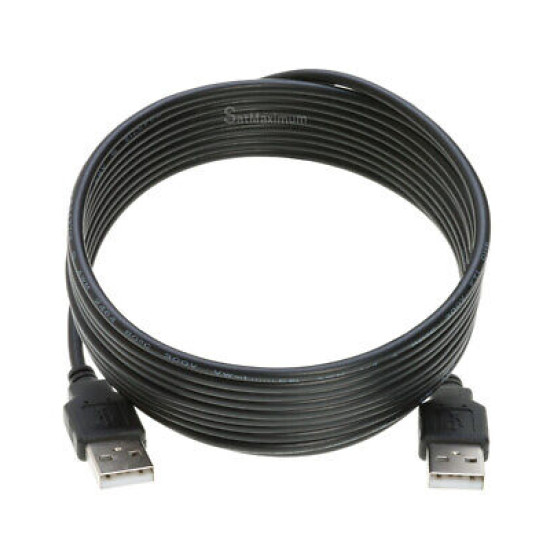 USB 2.0 Cable Black Type A Male to A Male High-Speed Data Transfer Charger Cord