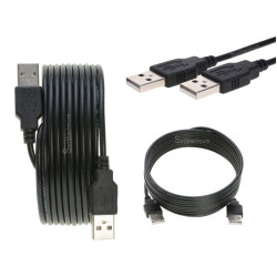USB 2.0 Cable Black Type A Male to A Male High-Speed Data Transfer Charger Cord