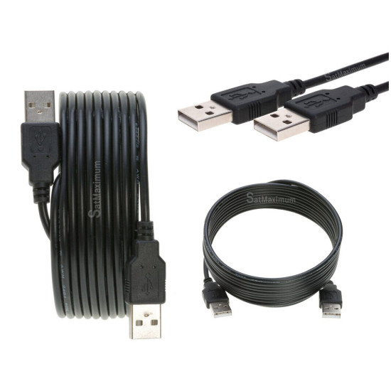 USB 2.0 Cable Black Type A Male to A Male High-Speed Data Transfer Charger Cord