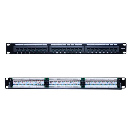 Cat6 UTP Patch Panel 24 Ports 110Type RJ45 Ethernet LAN Network Rack Wall Mount