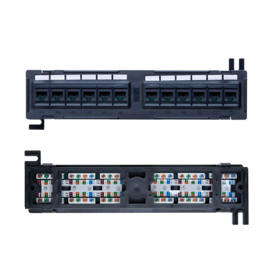 Cat6 UTP Patch Panel 12 Ports 110Type RJ45 Ethernet LAN Network Rack Wall Mount