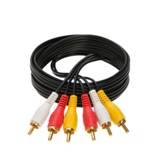 3 RCA Male to 3 RCA Male Audio Video Cable TV VCR DVD Composite Aux Cord - LOT