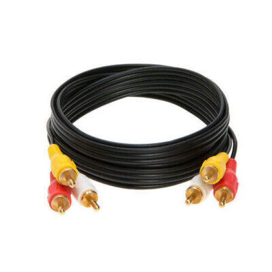 3 RCA Male to 3 RCA Male Audio Video Cable TV VCR DVD Composite Aux Cord - LOT