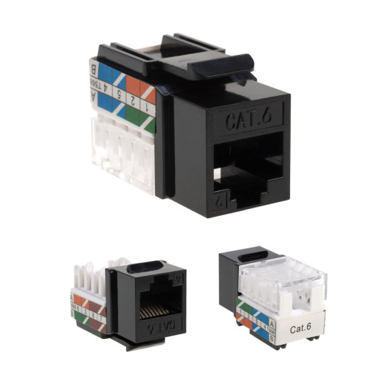 Cat6 Black Keystone Jack 45° Angled Punchdown Network Connector Multipack LOT