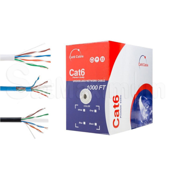 CAT6 Plenum UTP 1000FT CMP 23 AWG Cable 550MHz Solid Networking Wire Bulk LOT