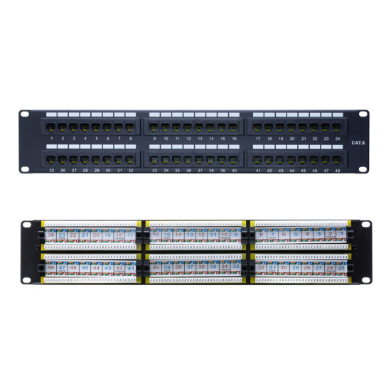 Cat6 UTP Patch Panel 48 Ports 110Type RJ45 Ethernet LAN Network Rack Wall Mount