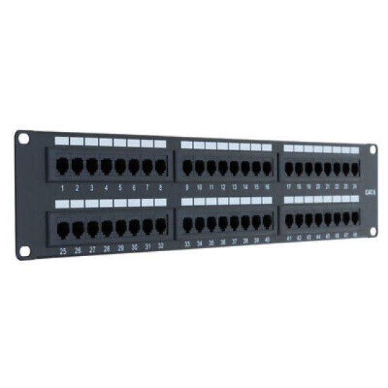 Cat6 UTP Patch Panel 48 Ports 110Type RJ45 Ethernet LAN Network Rack Wall Mount