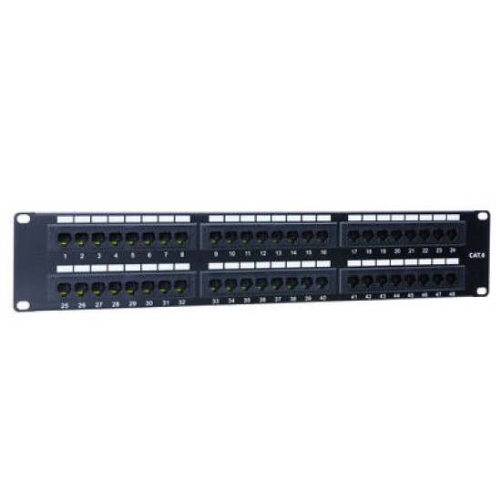 Cat6 UTP Patch Panel 48 Ports 110Type RJ45 Ethernet LAN Network Rack Wall Mount
