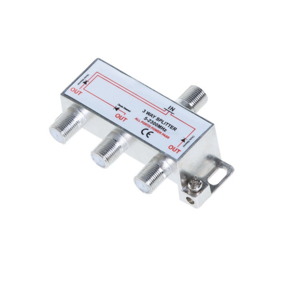 3-Way TV Coaxial Cable Splitter 5-2300MHz For RG6 RG59 TV Antenna Satellite HDTV
