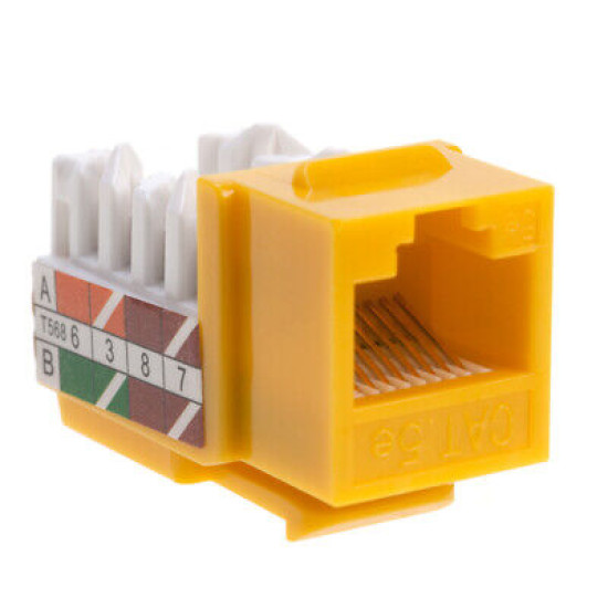 Cat5e Yellow Keystone Jack 45° Angled Punchdown Network Connector Multipack LOT