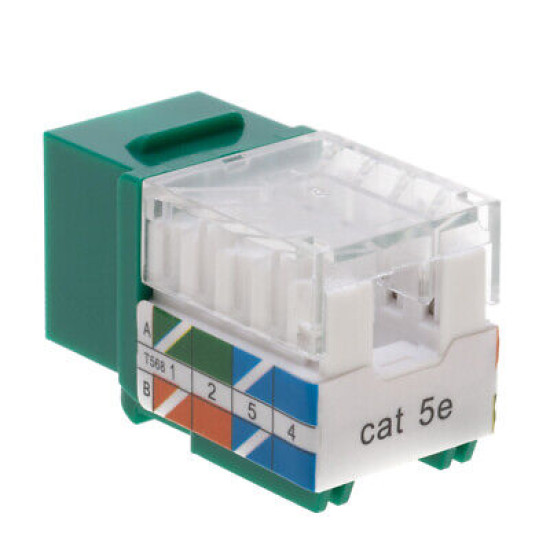 Cat5e Green Keystone Jack 45° Angled Punchdown Network Connector Multipack LOT