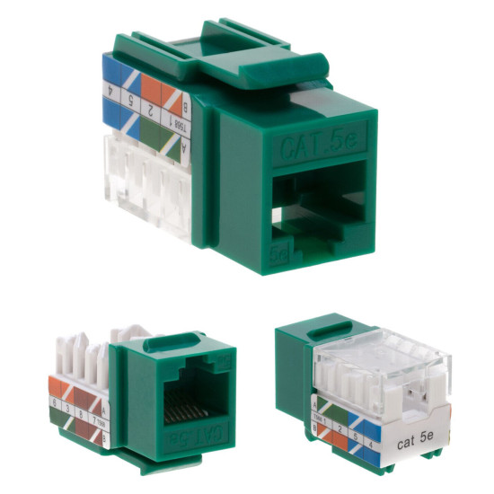 Cat5e Green Keystone Jack 45° Angled Punchdown Network Connector Multipack LOT