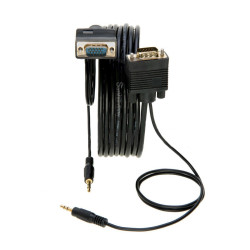 15FT SVGA Video Cable + 3.5mm Audio Jack Male to Male PC Display Monitor Cord