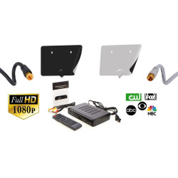 Indoor Digital TV Antenna Dual-Color w/Digital Converter Box/ RG6 Coax Cable LOT