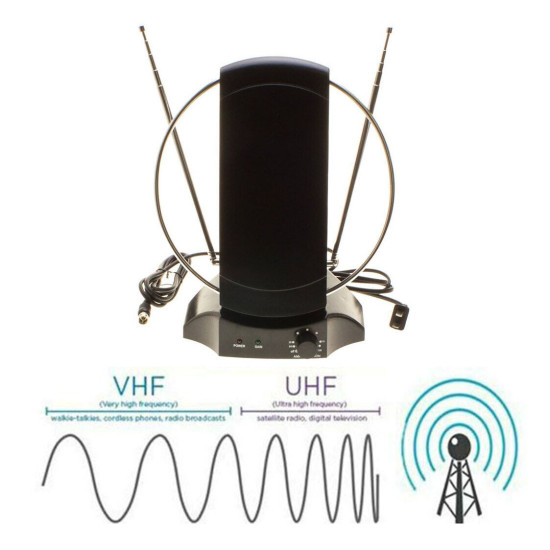 Digital TV Indoor Antenna 50+ Miles 1080p HDTV UHF VHF FM 36dB Signal Booster