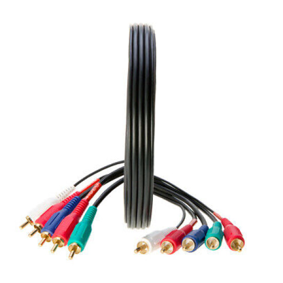 5 RCA Male to 5 RCA Male Audio Video Component Cable TV DVD Blu-ray Cord - LOT