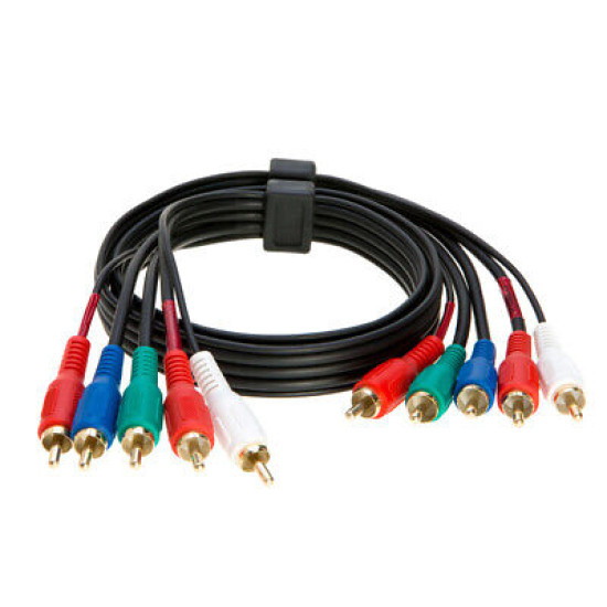 5 RCA Male to 5 RCA Male Audio Video Component Cable TV DVD Blu-ray Cord - LOT