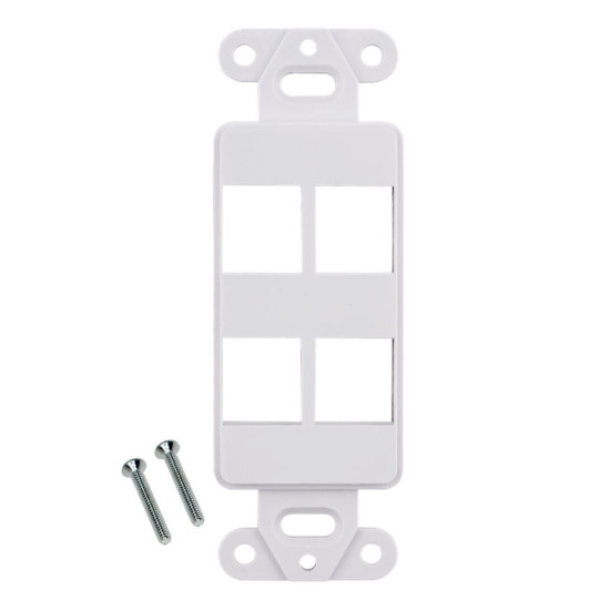 4-Port White Decora Keystone Jack Wall Plate Insert for RCA F-TYPE RJ45 HDMI LOT