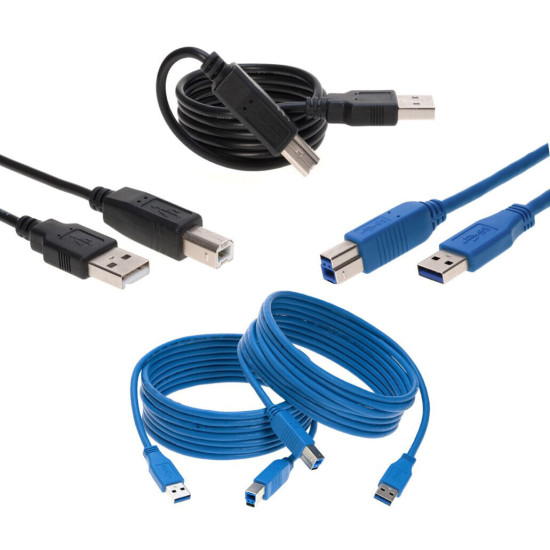 USB 2.0/3.0 High Speed Cable A Male to B Male Printer Scanner Cord Multipack LOT