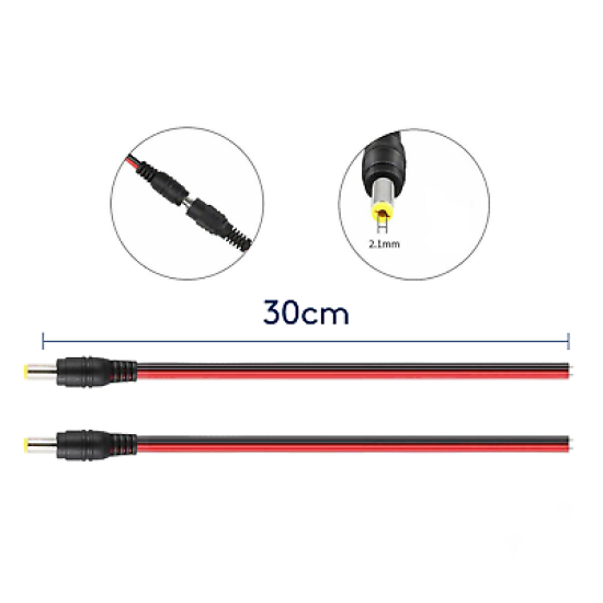 DC Power Pigtail Cable Plug 18AWG 2.1mm x 5.5mm 12V 5A Male Connector Pack Lot