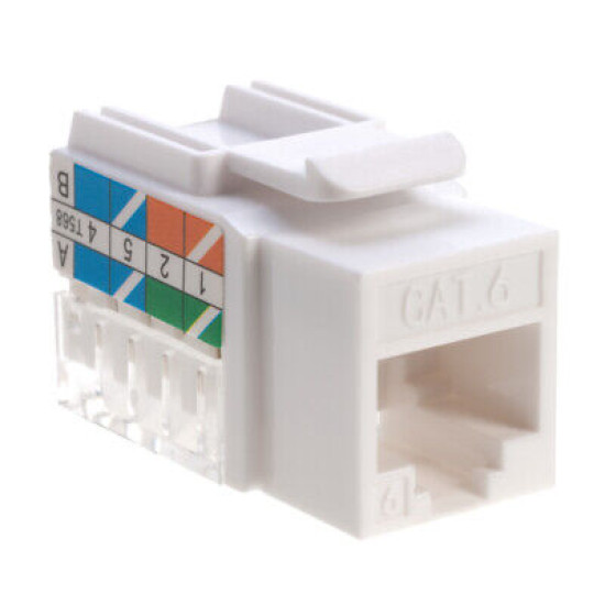 Cat6 White Keystone Jack 45° Angled Punchdown Network Connector Multipack LOT