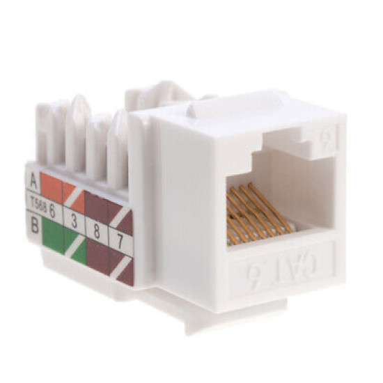 Cat6 White Keystone Jack 45° Angled Punchdown Network Connector Multipack LOT