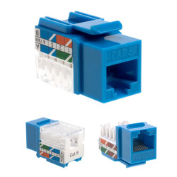 Cat6 Blue Keystone Jack 45° Angled Punchdown Network Connector Multipack LOT