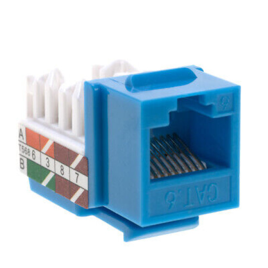 Cat6 Blue Keystone Jack 45° Angled Punchdown Network Connector Multipack LOT