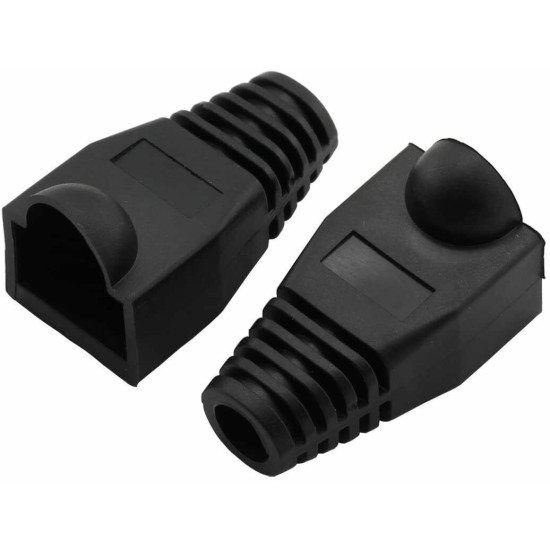 RJ45 Black Strain Relief Boot End Cap for Cat5/5e Cat6 Ethernet Cable Plug Lot
