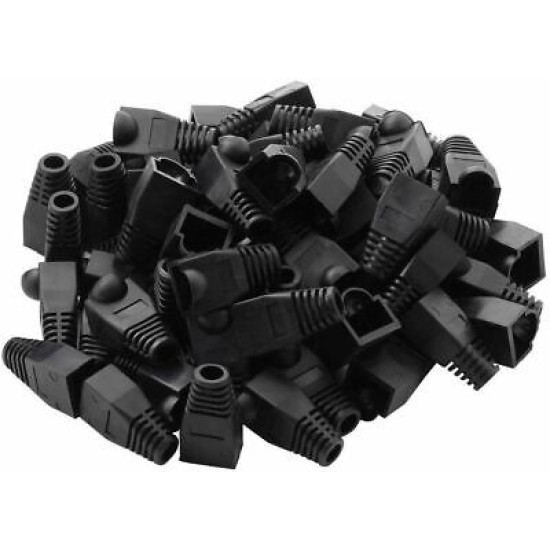 RJ45 Black Strain Relief Boot End Cap for Cat5/5e Cat6 Ethernet Cable Plug Lot