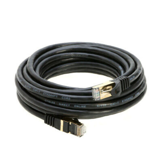 Cat7 S/FTP Ethernet Cable High Speed LAN RJ45 Patch Cord Black  25ft - 200ft LOT