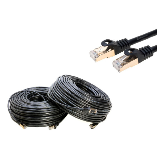 Cat7 S/FTP Ethernet Cable High Speed LAN RJ45 Patch Cord Black  25ft - 200ft LOT