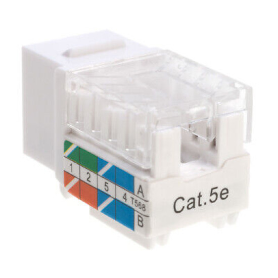 Cat5e White Keystone Jack 45° Angled Punchdown Network Connector Multipack LOT