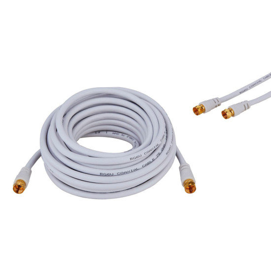 RG6 DUAL Shield Coax Cable White TV Antenna Satellite 3ft-100ft Multi-Pack Lot